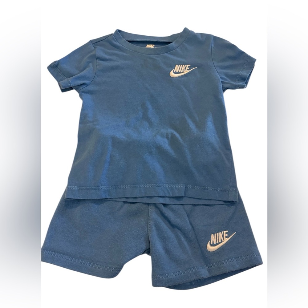Nike Blue Tee with White Logo kids set